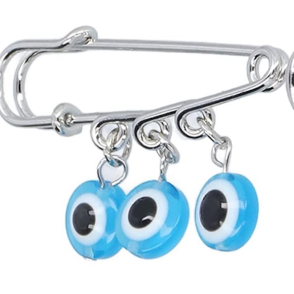🧿 NWT🧿 Oversized Fashion Safety Pin Decorative Broach 🧿 Evil Eye Protect… - Picture 1 of 3